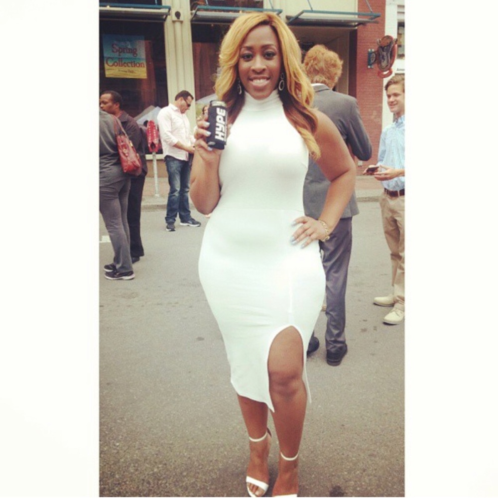 White midi bodycon dress